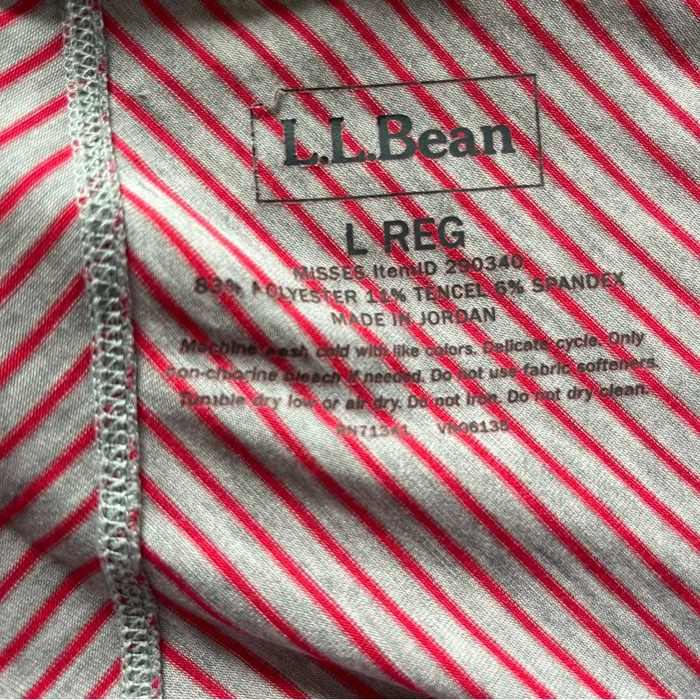 L.L. Bean Red & Gray Striped Open-Front Draped Cardigan - Picture 9 of 9